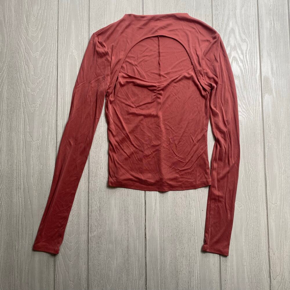 Free People Intimately Dusty Rose Pink Circular Cutout Long Sleeve Top Sz Medium